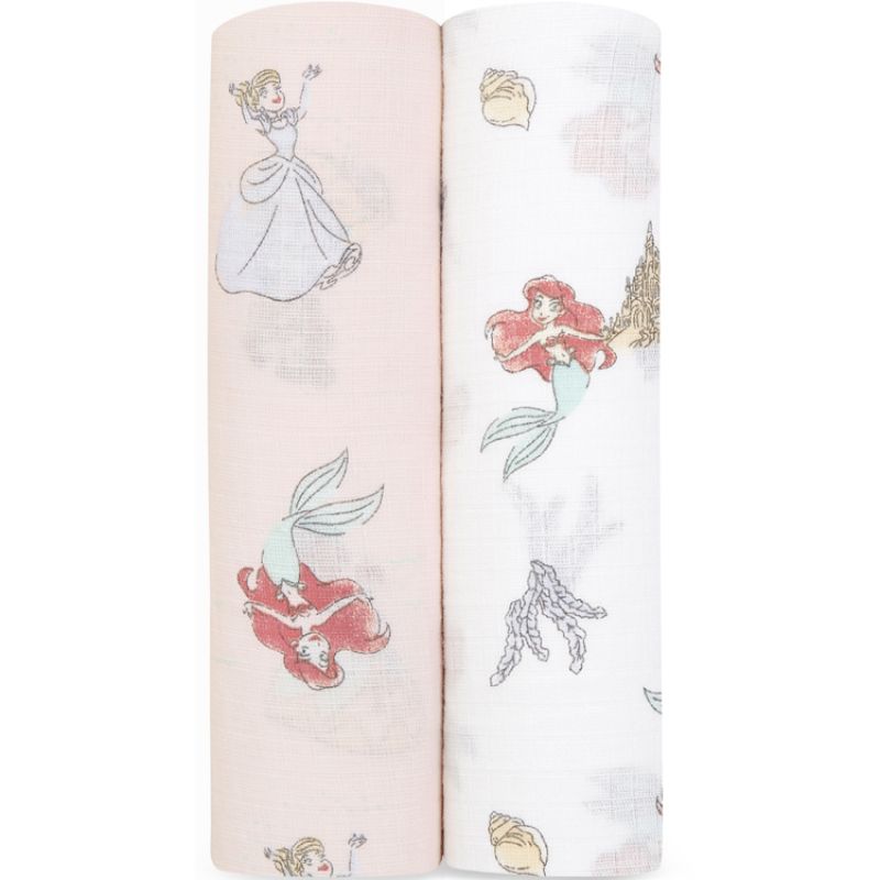Lot de 2 maxi langes en coton Disney Princess (112 x 112 cm) aden + anais