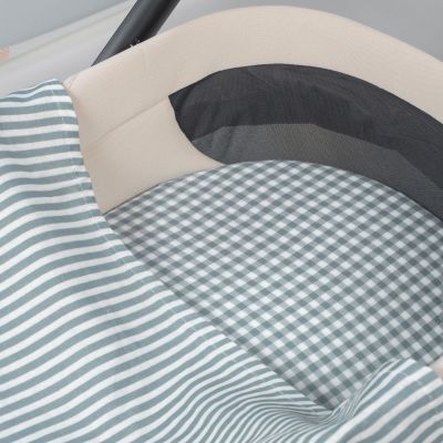 Drap housse pour nacelle Vichy et Lange Praliné Rayures Matcha