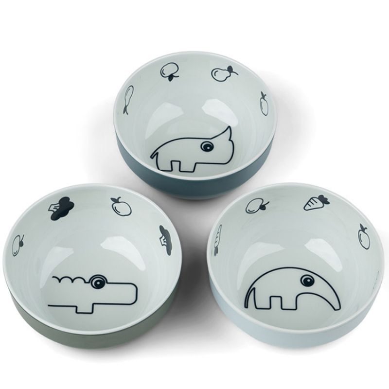 Lot de 3 bols Deer friends bleu et vert Yummy mini Done by Deer