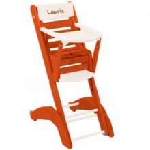 Chaise haute multipositions Twenty one Evo en bois massif laqué orange abricot (personnalisable)  par Combelle