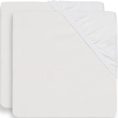 Lot de 2 draps housses en coton blancs (40 x 80 cm)