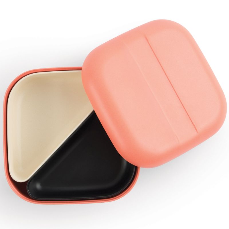 Lunch box en bambou Bento Go Square rose corail EKOBO