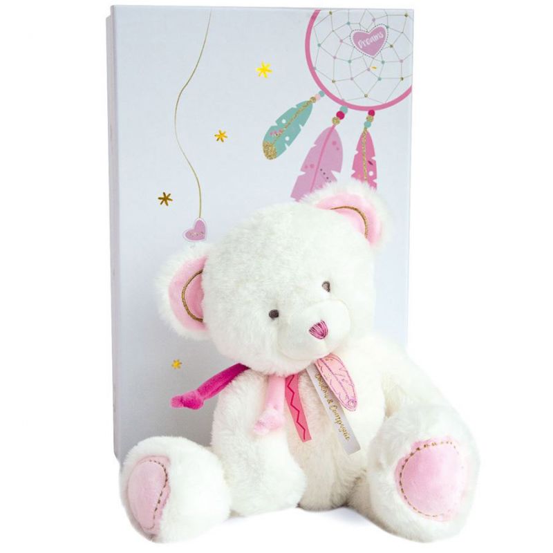 Peluche Ours rose Attrape-rêves (30 cm) Doudou et Compagnie
