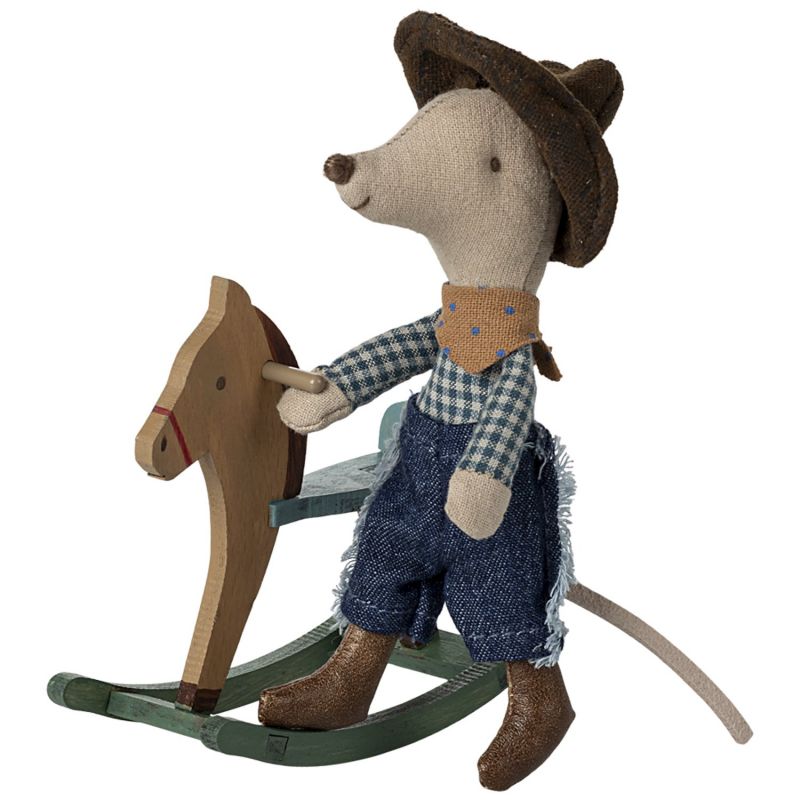 Souris Cowboy sur son cheval à bascule Petit frère Maileg Produit 4