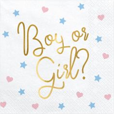 Lot de 20 serviettes Boy or Girl? (33 x 33 cm) - Party Deco