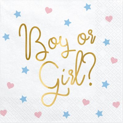Lot de 20 serviettes Boy or Girl? (33 x 33 cm)  par Party Deco