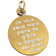 Médaille Je vous salue Marie 18 mm (or jaune 750°)  par Martineau