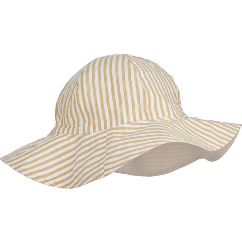 Chapeau de soleil réversible Amelia rayé jaune et crème (6-9 mois) Liewood