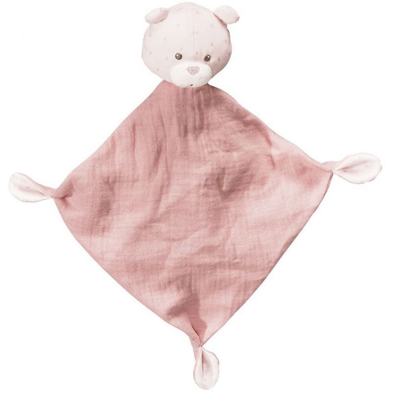 Doudou plat rose ours Lily poudrée Sauthon