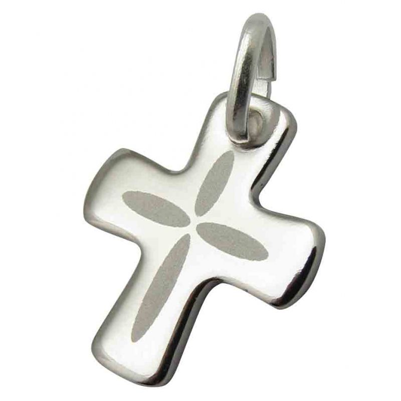 Croix pétales (argent rhodié 925°) Martineau