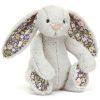 Peluche Bashful Lapin en fleurs Gris (18 cm) - Jellycat