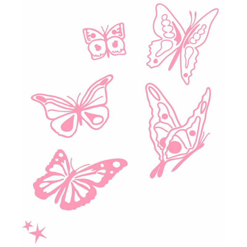 Stickers mural Les papillons Rose chambre fille (25 x 35 cm) Mimi'lou