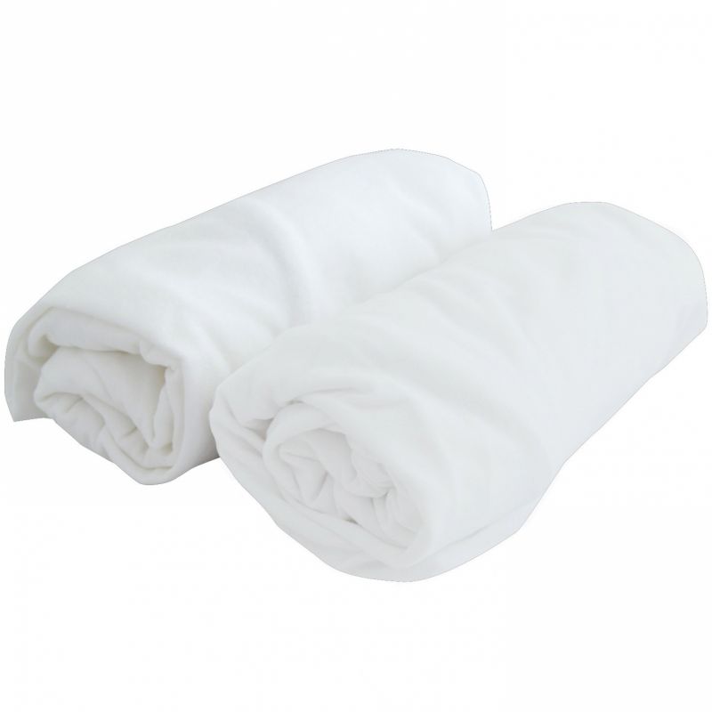 Lot de 2 draps housses coton blancs (60 x 120 cm) Domiva