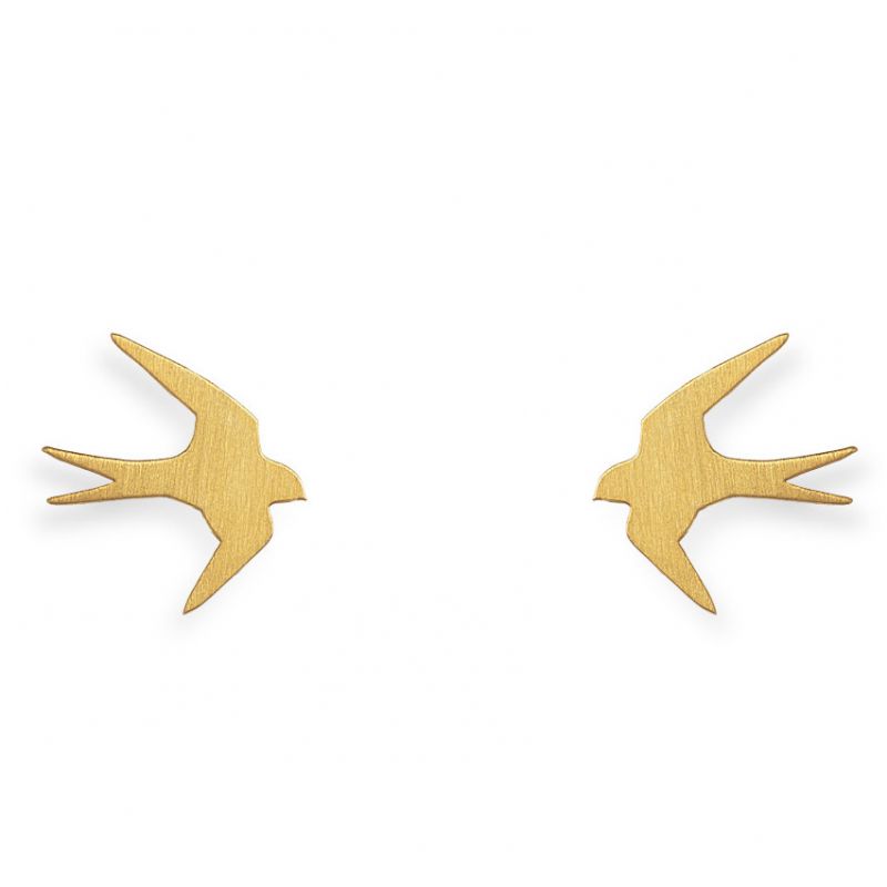 Boucles d'oreilles Nature hirondelle (vermeil doré) Coquine