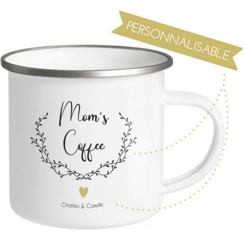 Mug émail demie couronne (personnalisable) Mes Mots Déco