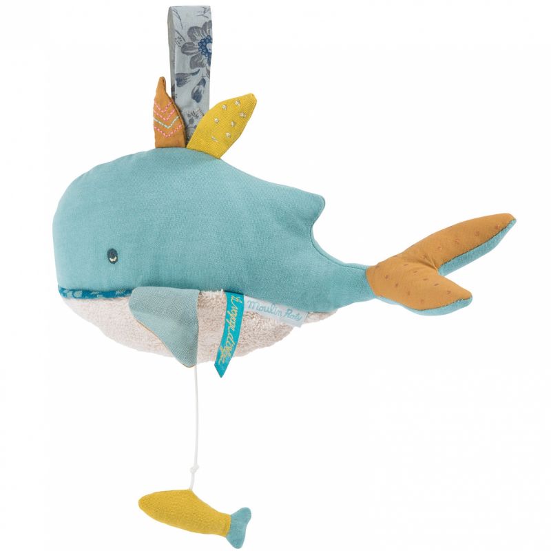 Doudou musical à suspendre baleine Joséphine Le voyage d'Olga (25 cm) Moulin Roty