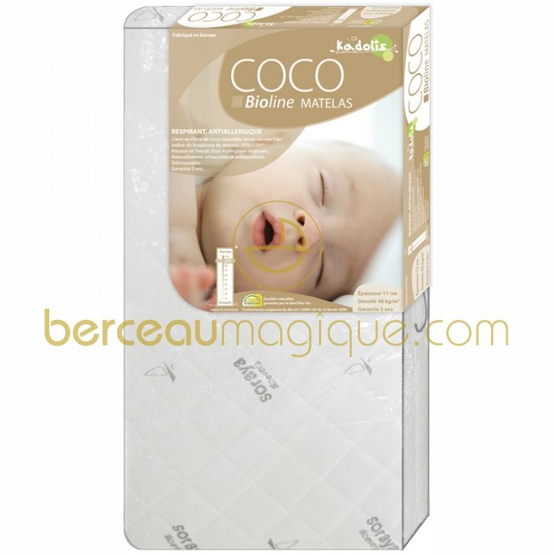 Matelas pour lit bébé en fibre de noix de coco (60 x 120 cm) Kadolis