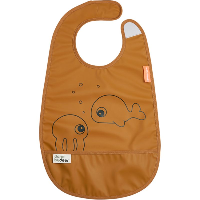 Bavoir imperméable à velcro Sea Friends moutarde Done by Deer