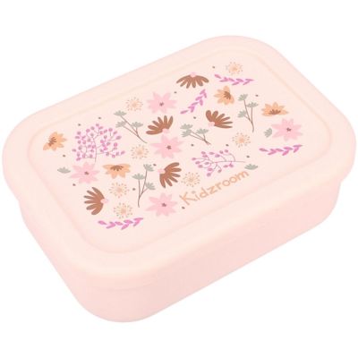 Lunch box 3 compartiments en silicone Fleurs rose