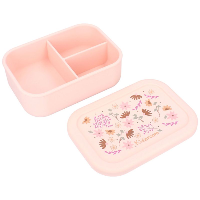 Lunch box 3 compartiments en silicone Fleurs rose Kidzroom Produit 3