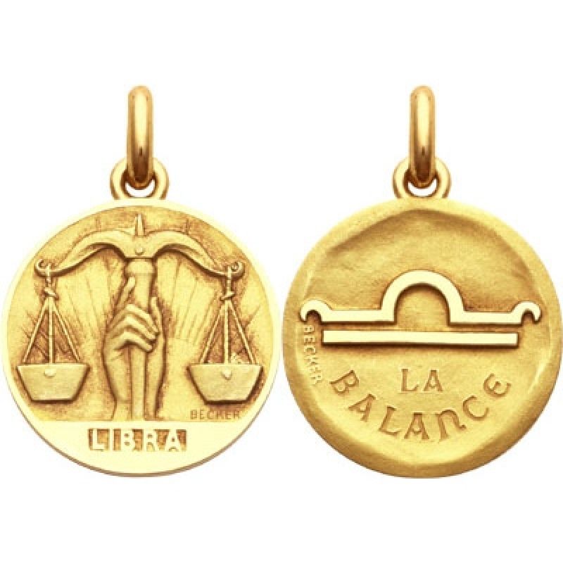 Médaille signe Balance avec revers (or jaune 750°) Becker