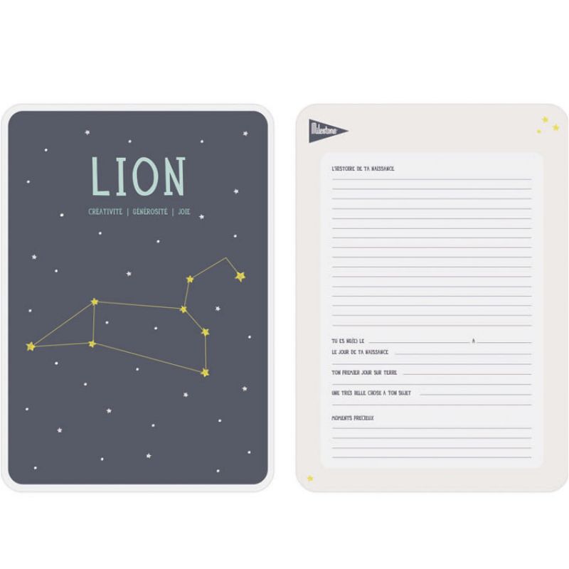 Affiche signe astrologique Lion (21,4 x 32,5 cm) Milestone