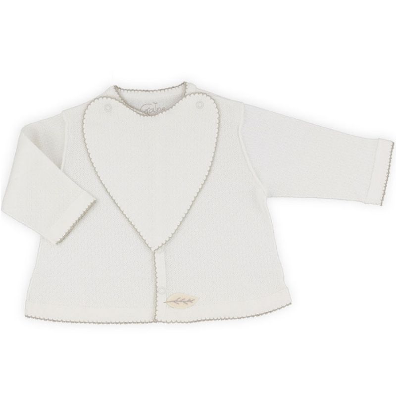Brassière et bavoir amovible écru coton bio (1 mois : 54 cm) Graine d'amour