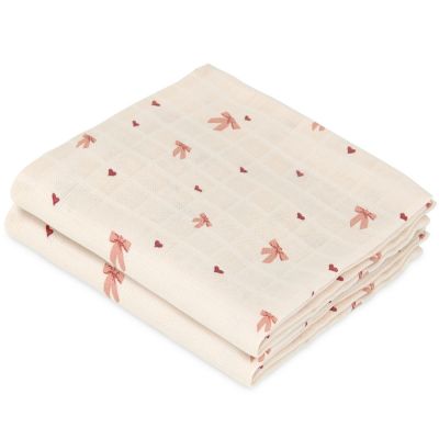 Lot de 2 langes en mousseline Bows (70 x 70 cm)  par Cam Cam Copenhagen