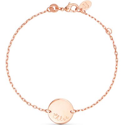 Bracelet Pastille sur chaîne personnalisable (plaqué or rose)  par Merci Maman