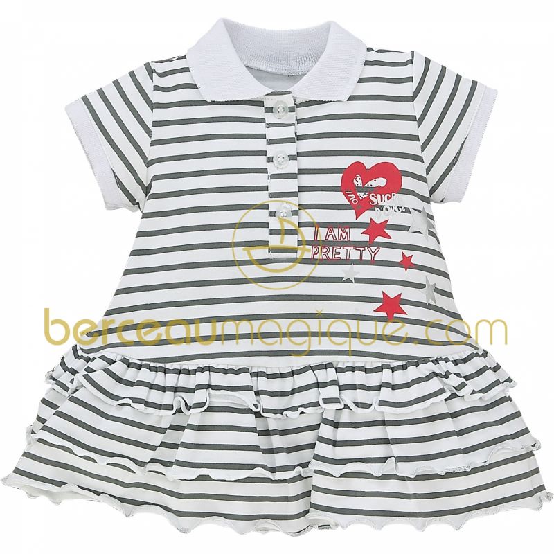 Robe col polo Pretty gris (6 mois au 24 mois) Sucre d'orge