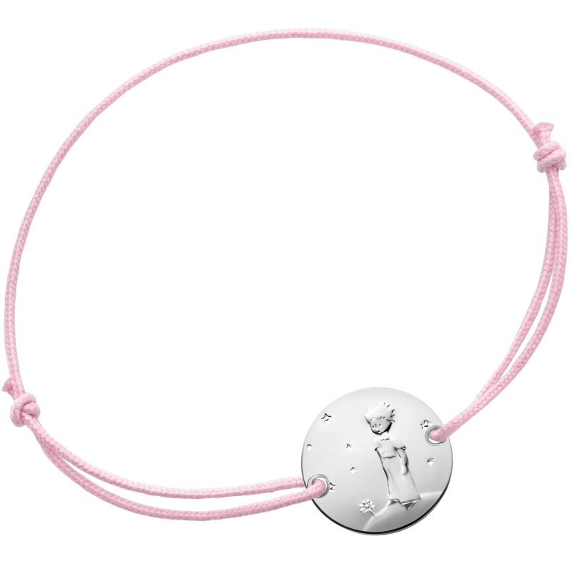 Bracelet Le Petit Prince sur sa planète cordon rose (argent 950°) Monnaie de Paris