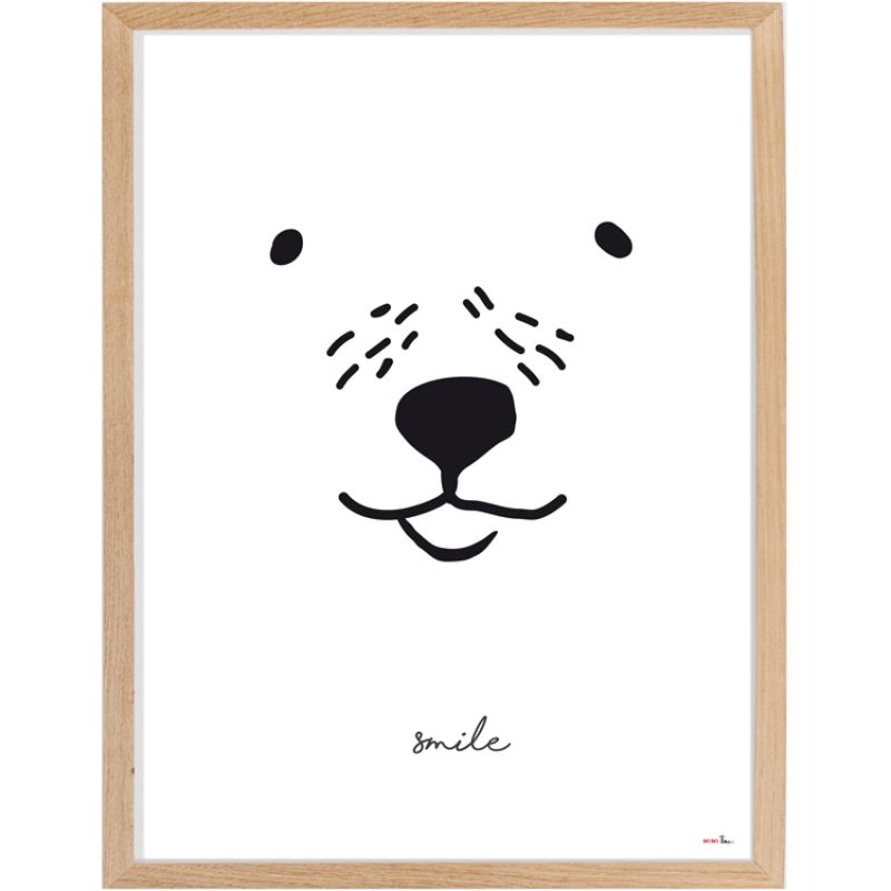 Affiche encadrée ours Smile (30 x 40 cm) Mimi'lou
