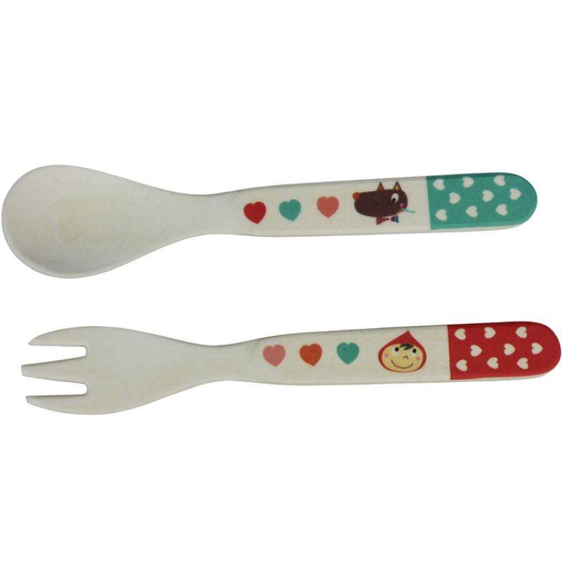 Set de couverts en bambou T'es fou louloup (2 pièces) Ebulobo
