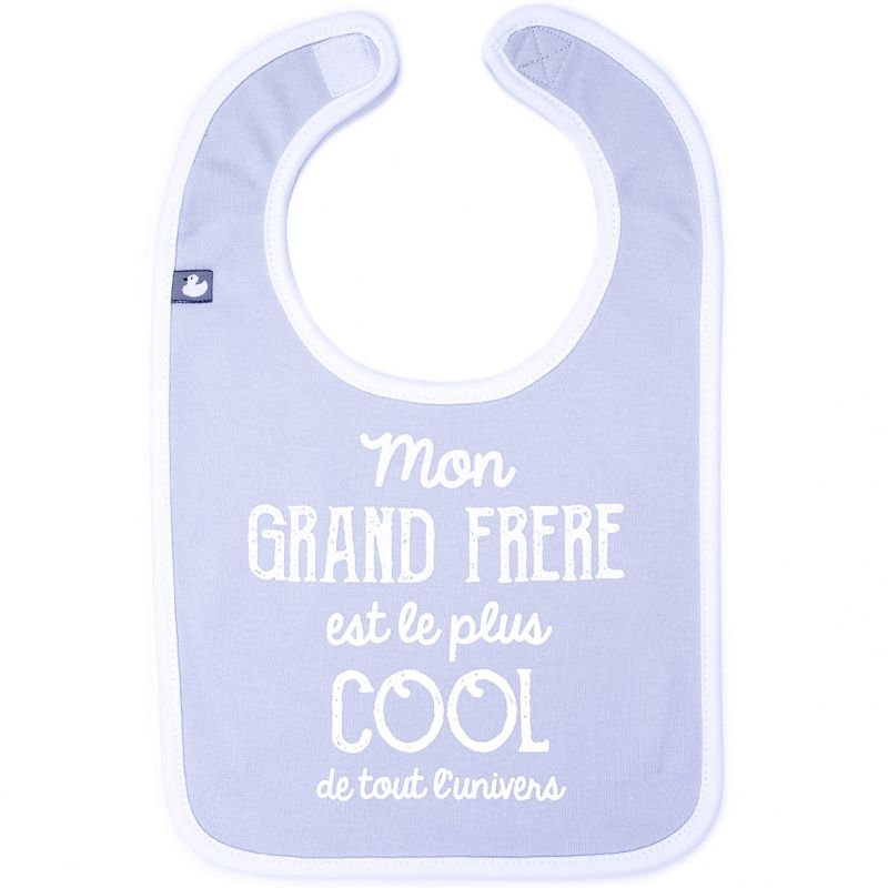 Bavoir à velcro Mon grand frère est le plus cool gris clair BB & Co