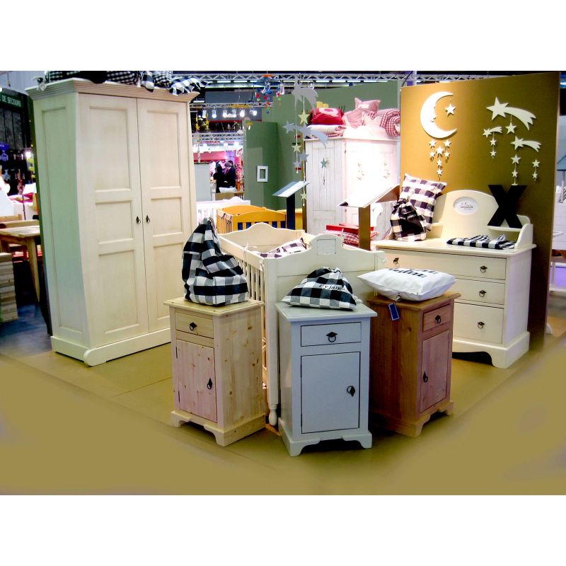 Table de nuit Eline avec tiroir finition : brut - naturel vernis  - blanc pastel Mathy by bols
