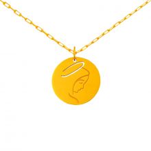 Mini bijou Vierge de profil sur chaîne (or jaune 18 carats)  par Maison La Couronne