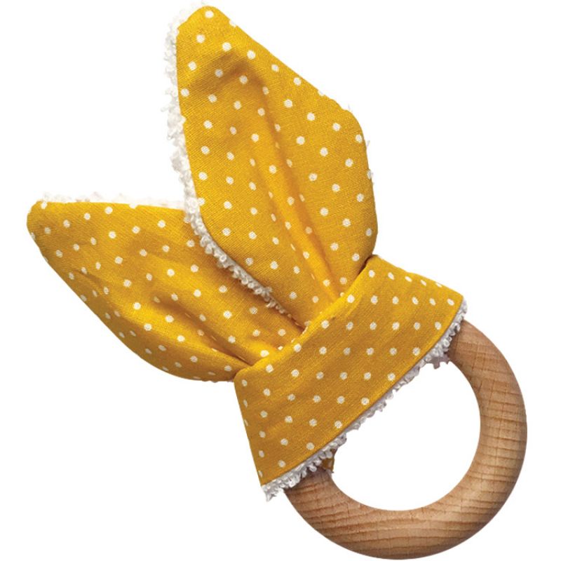 Anneau de dentition en bois Lapinou jaune Tata Lucette