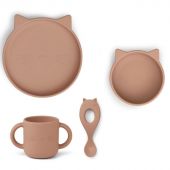 Coffret repas en silicone Vivi Chat dark rose (4 pièces)