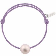 Bracelet bébé Baby Pearly cordon lavande perle blanche 7mm (or blanc 750°)  par Claverin