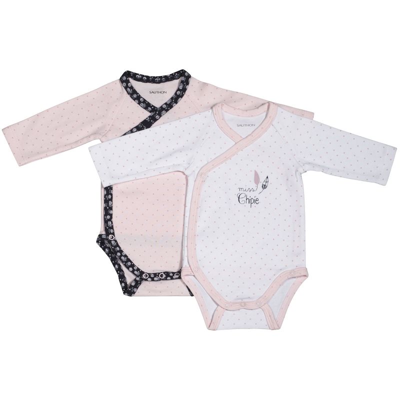 Lot de 2 bodies croisés manches longues Miss Fleur de Lune (Naissance : 50 cm) Sauthon