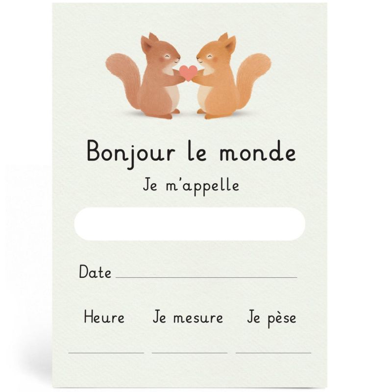 Carte naissance Écureuils Zü Produit 1