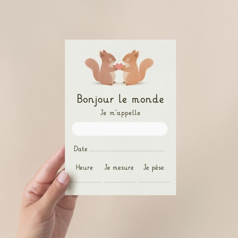 Carte naissance Écureuils Zü Ambiance 3