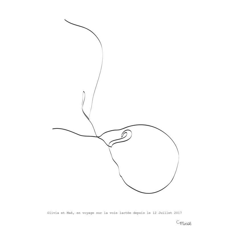 Affiche de naissance Maman et bébé allaitement A4 (personnalisable) Minoé