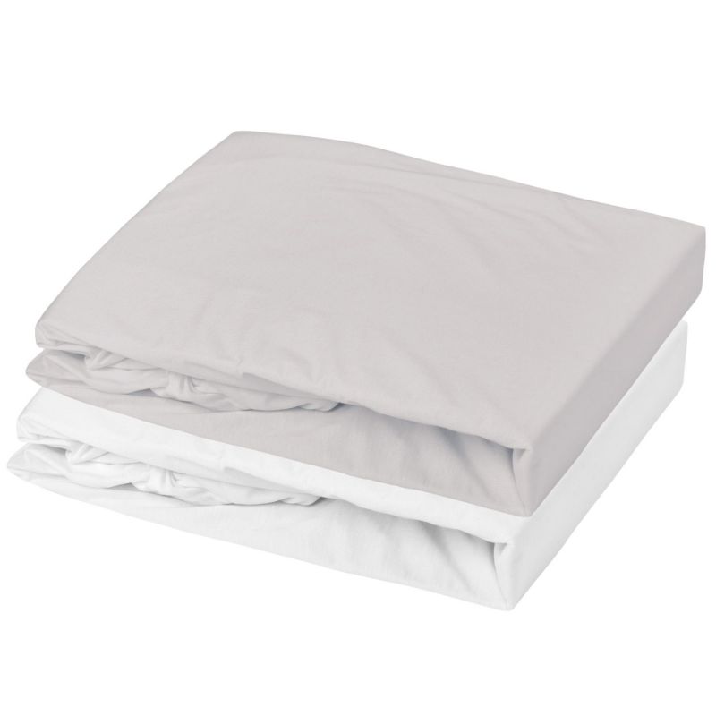 Lot de 2 draps housses en jersey Blanc-Souris (60 x 120 cm) Mon P'tit Dodo Produit 1