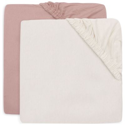 Lot de 2 draps housses en jersey Wild Rose-Ivory (60 x 120 cm) Jollein