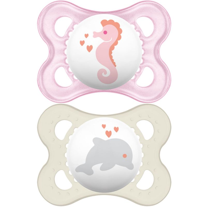 Lot de 2 sucettes anatomiques Décor classique en silicone (0-6 mois) MAM