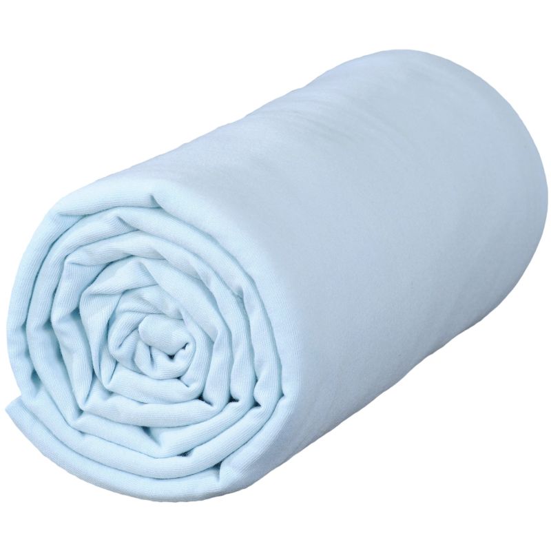 Drap housse en coton bio jersey extensible bleu ciel (60 x 120 cm) P'tit Basile