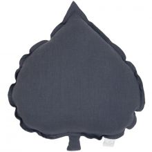 Coussin feuille de tilleul gris graphite  par Cotton&Sweets