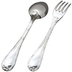 Set 2 couverts Rubans croisés personnalisables (métal argenté) - Aubry-Cadoret