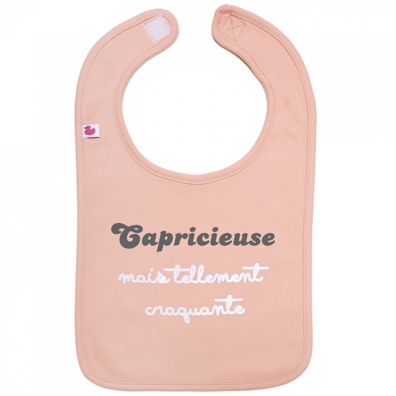Bavoir à velcro Capricieuse mais tellement craquante pêche BB & Co